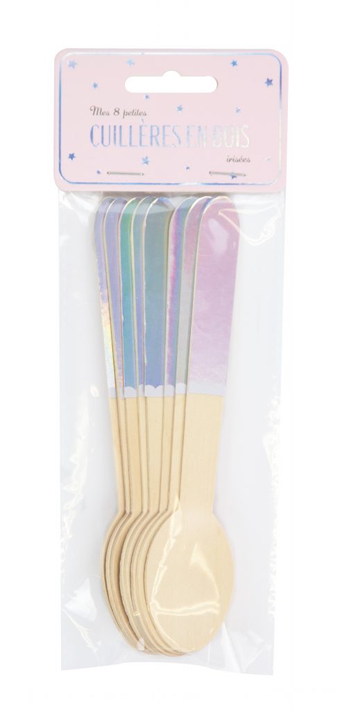 PETITES CUILLÈRES EN BOIS (Set de 8 cuillères irisées)