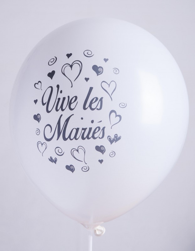 BALLONS VIVE LES MARIÉS (Diamètre 30 cm - 3 Coloris) Sachet de 100 ballons – Image 4
