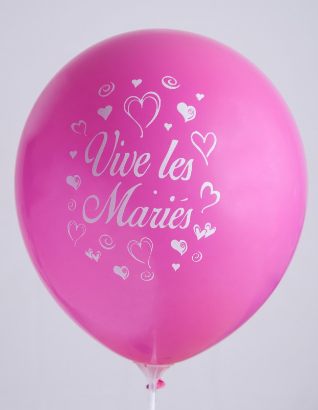 BALLONS VIVE LES MARIÉS (Diamètre 30 cm - 3 Coloris) Sachet de 100 ballons – Image 2