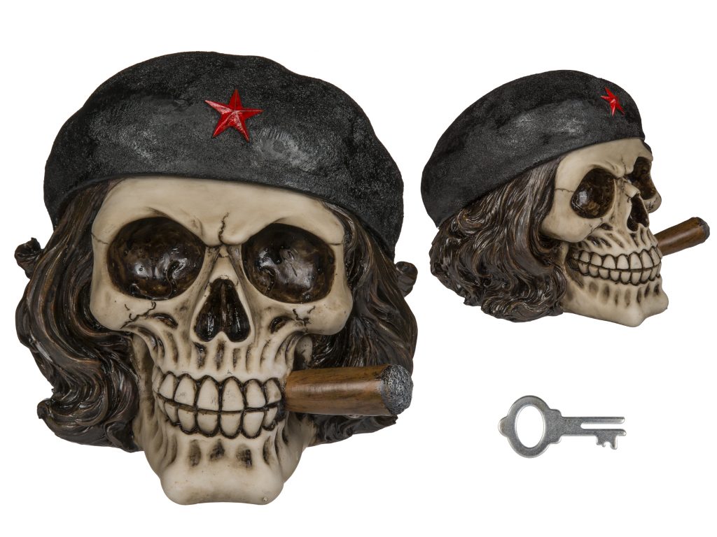 TIRELIRE TÊTE DE MORT CHÉ (Modèle cigare 15 x 13 cm)