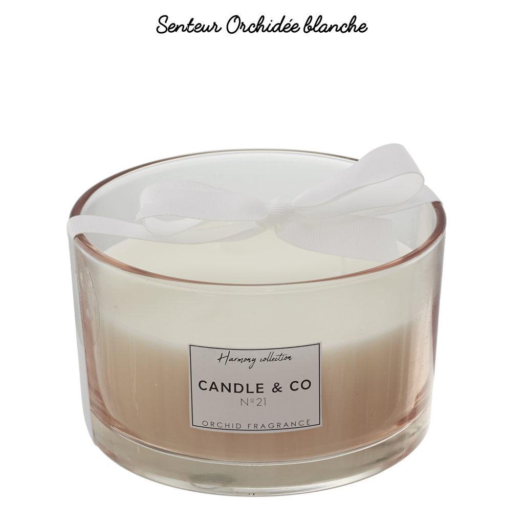 BOUGIE PARFUMÉE BEIGE (Senteur orchidée blanche) Bougie 3 mèches