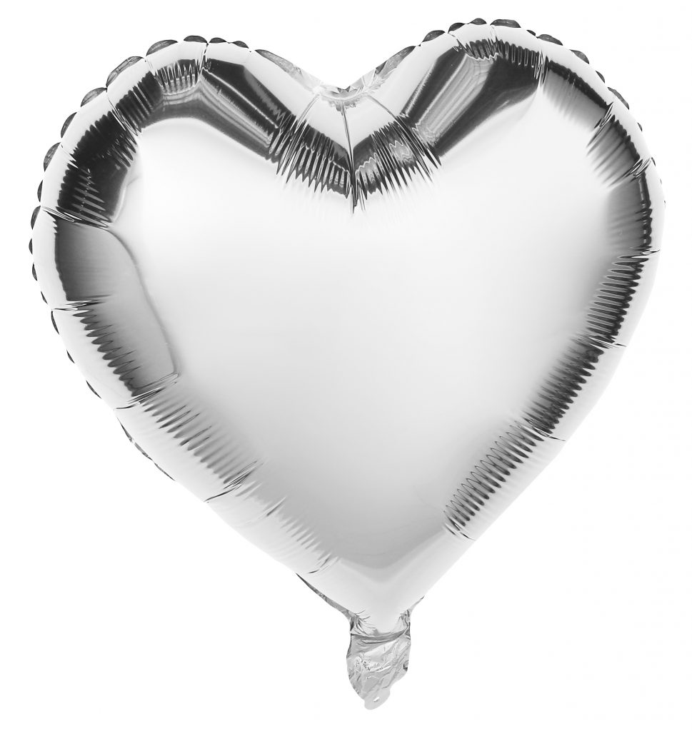 BALLON COEUR MÉTAL (Couleur argent - 48 cm)
