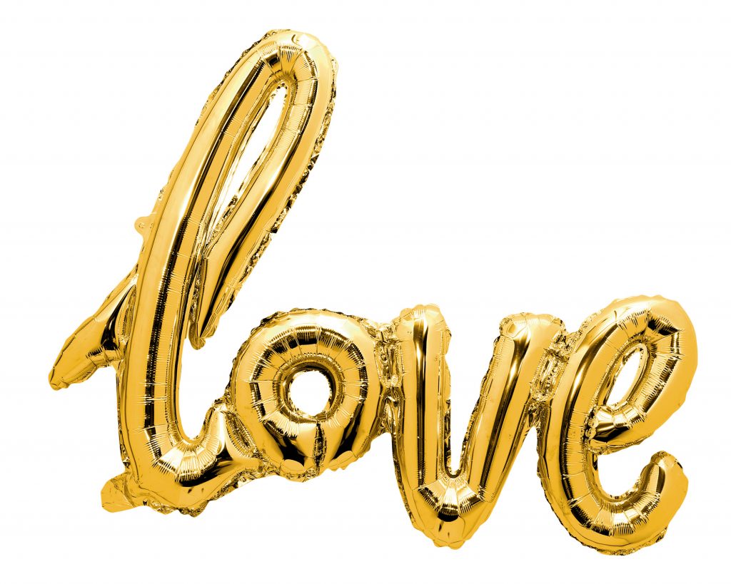 BALLONS LOVE DORÉS (Ballons aluminium dorés)