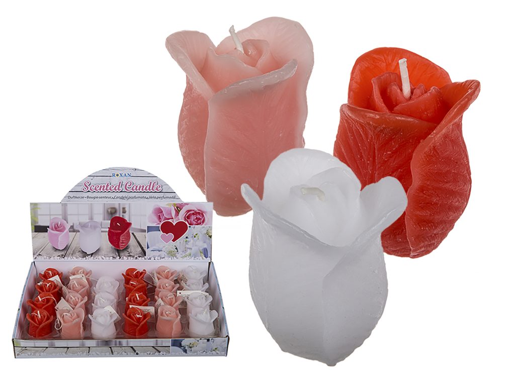 BOUGIES SENTEUR ROSE (Pack 24 pièces 3 coloris) Bougies parfumées