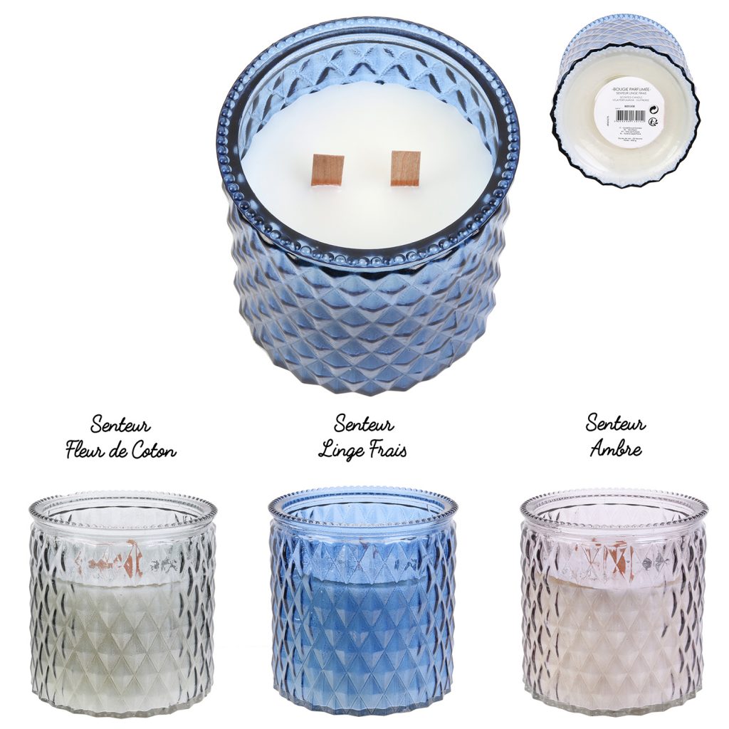 BOUGIE PARFUMÉE DOUCEUR (Bougie 2 mèches en bois)