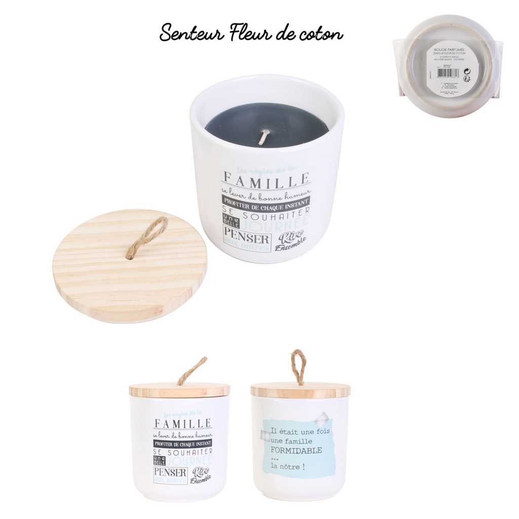 BOUGIE PARFUMÉE FAMILLE (Senteur fleur de coton)