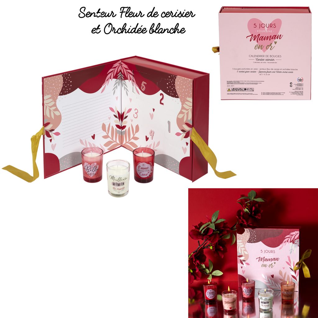 BOUGIES MAMAN EN OR (Coffret avec 5 bougies) Calendrier de l'avent