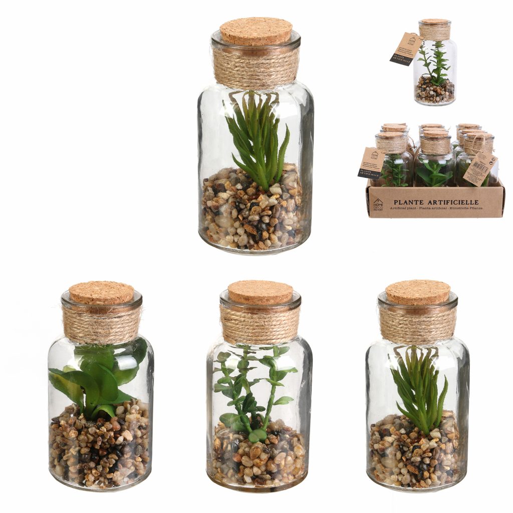 PLANTE VERTE ARTIFICIELLE (En fiole de verre - 13 cm)