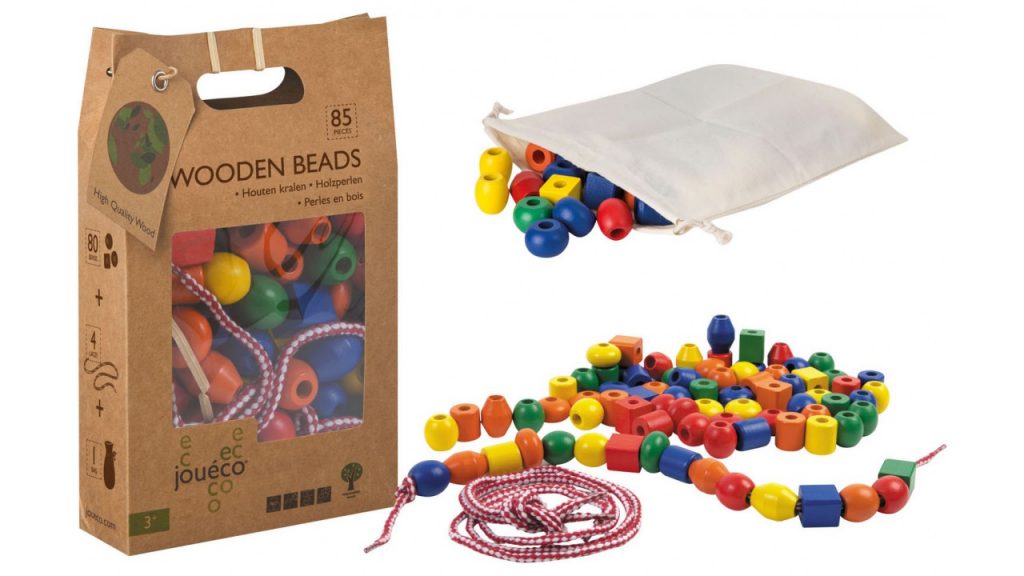 KIT DE PERLES EN BOIS (Sachet avec 85 pièces)