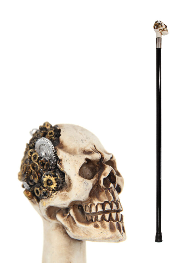 CANNE LUXE TÊTE DE MORT (Canne en métal 88 cm)
