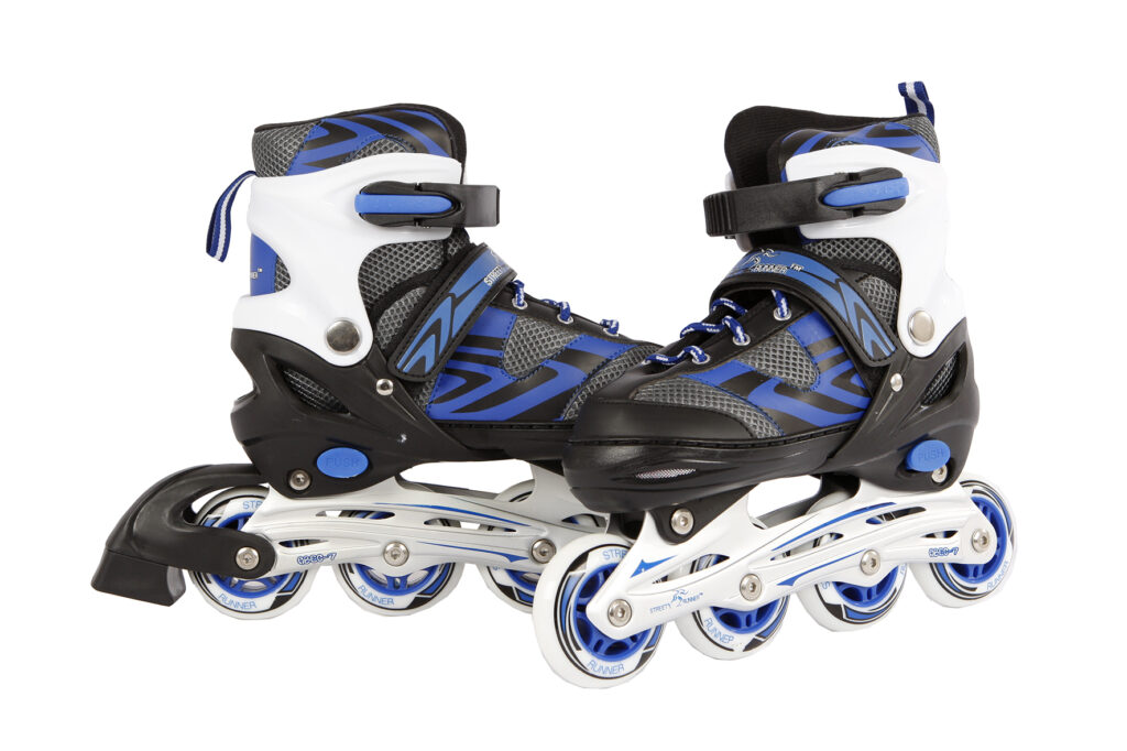 PAIRE DE ROLLER EN LIGNE (Bleu et noir et ajustables) Pointures du 31 au 42