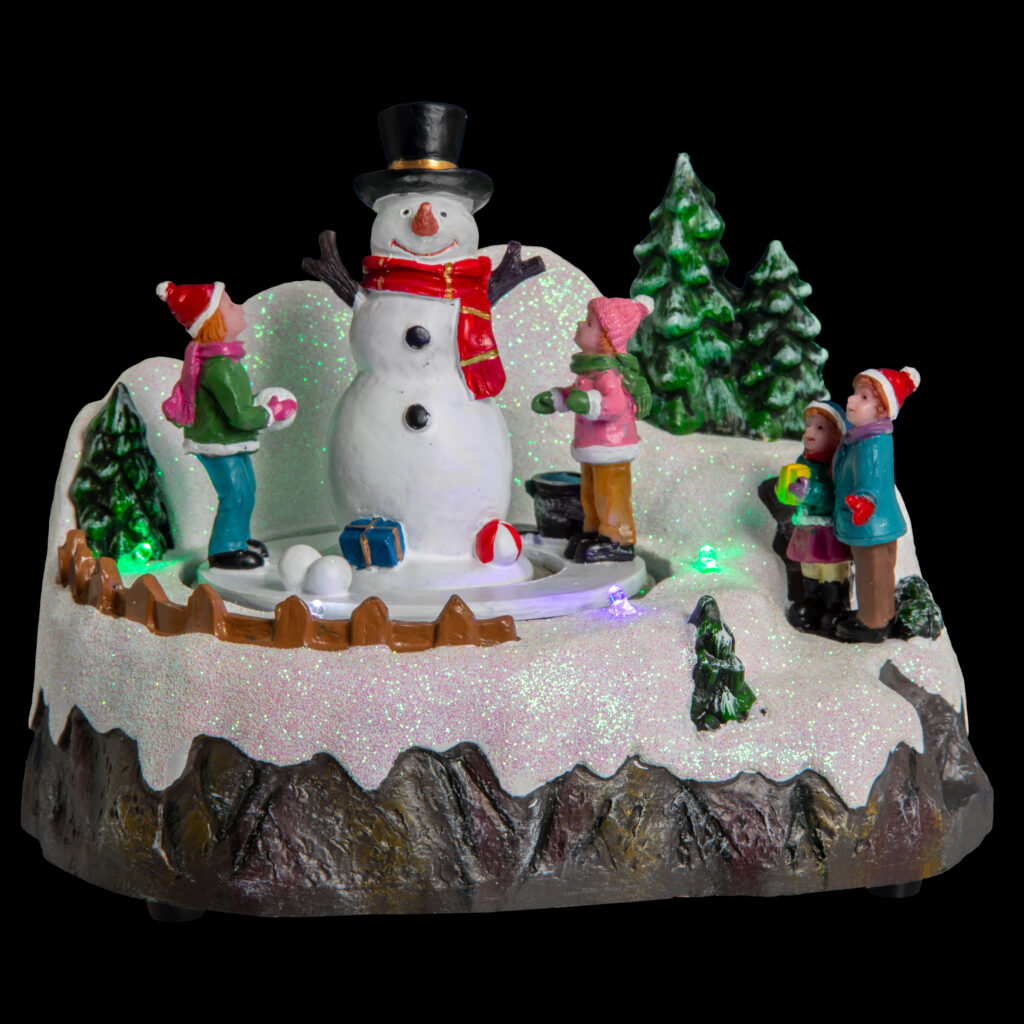 ENFANTS SOUS LA NEIGE (Avec bonhomme de neige) Décoration Lumineuse