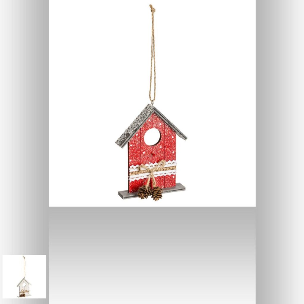 MAISON EN BOIS DÉCO (Décoration de noel 13 cm rouge ou blanche)