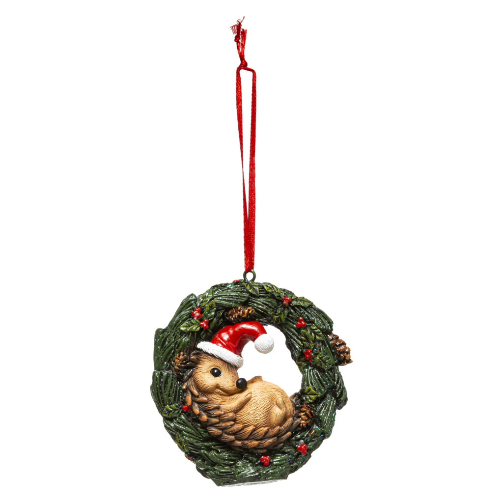 COURONNE HÉRISSON (Décoration de noel 8 cm)