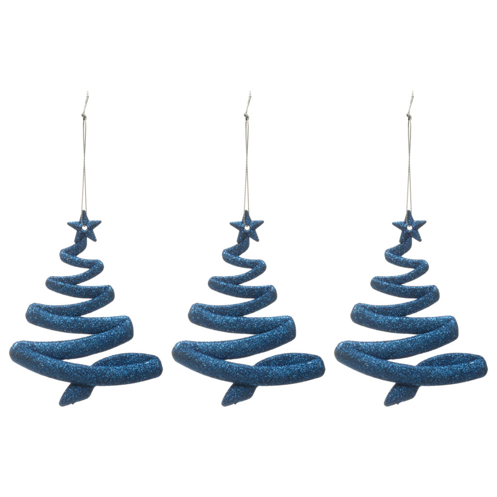 SET 3 SAPINS A SUSPENDRE (Petits sapins bleus 12 cm) Décoration de noel