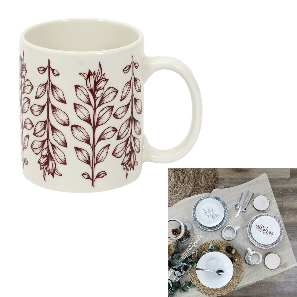 MUG COTTAGE PORCELAINE (Motif rouge - 35 cl)
