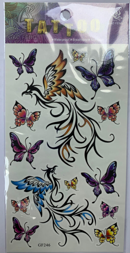 TATOUAGES ÉPHÉMÈRES (Pack 12 pièces au modèle) 20 modèles de 20 x 10 cm