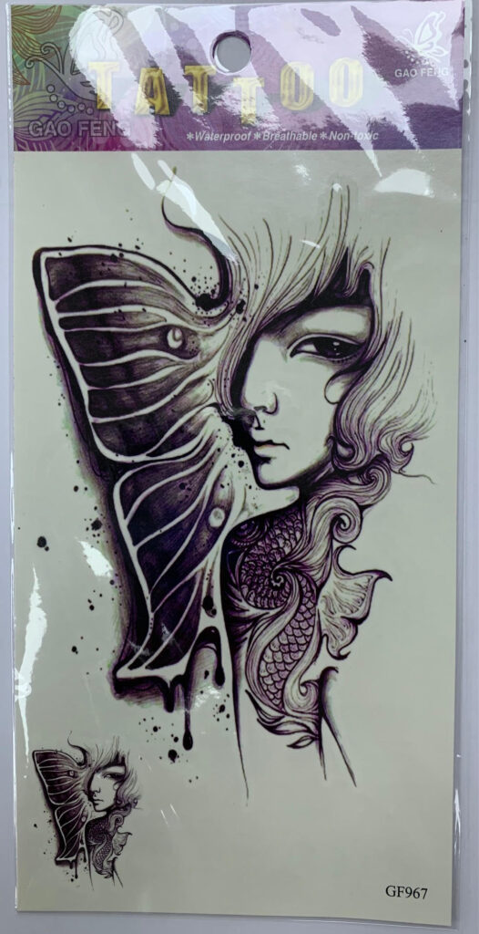 TATOUAGES ÉPHÉMÈRES (Pack 12 pièces au modèle) 20 modèles de 20 x 10 cm