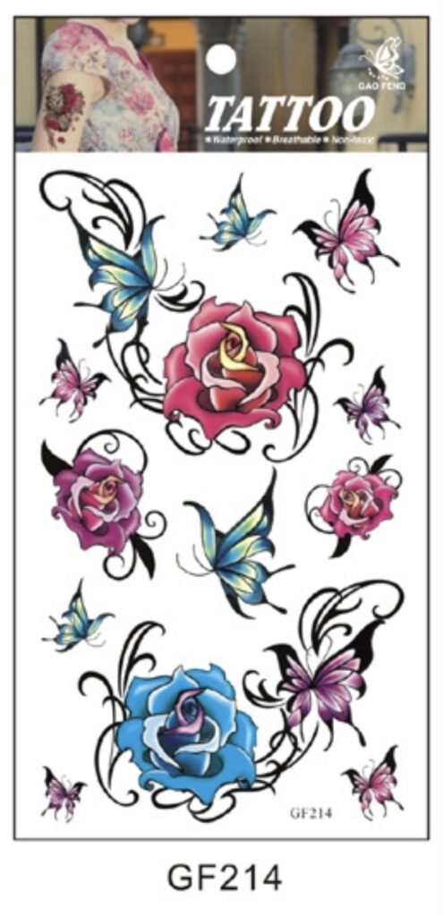 TATOUAGES ÉPHÉMÈRES (Pack 12 pièces au modèle) 20 modèles de 20 x 10 cm