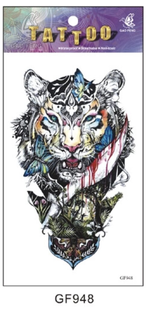 TATOUAGES ÉPHÉMÈRES (Pack 12 pièces au modèle) 20 modèles de 20 x 10 cm