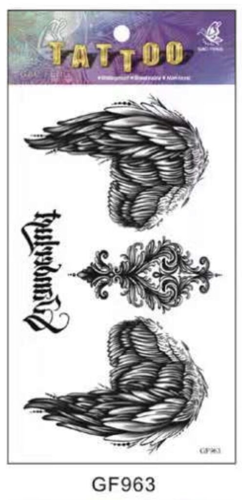 TATOUAGES ÉPHÉMÈRES (Pack 12 pièces au modèle) 20 modèles de 20 x 10 cm