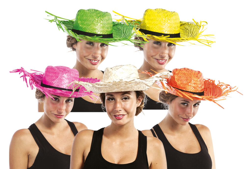 CHAPEAU DE PAILLE (Couleurs fun assorties)