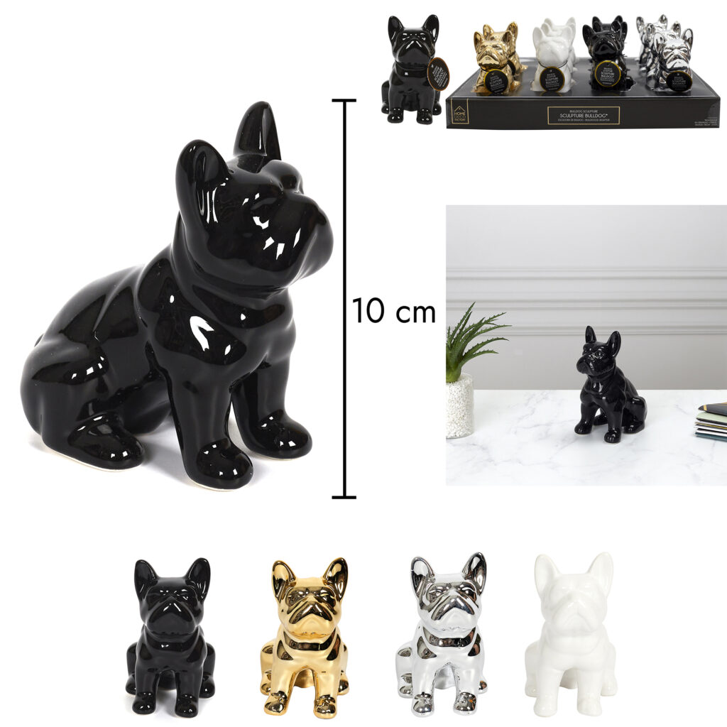 MINI BULLDOG CÉRAMIQUE (Assortiment 4 coloris) Dimension 10 cm