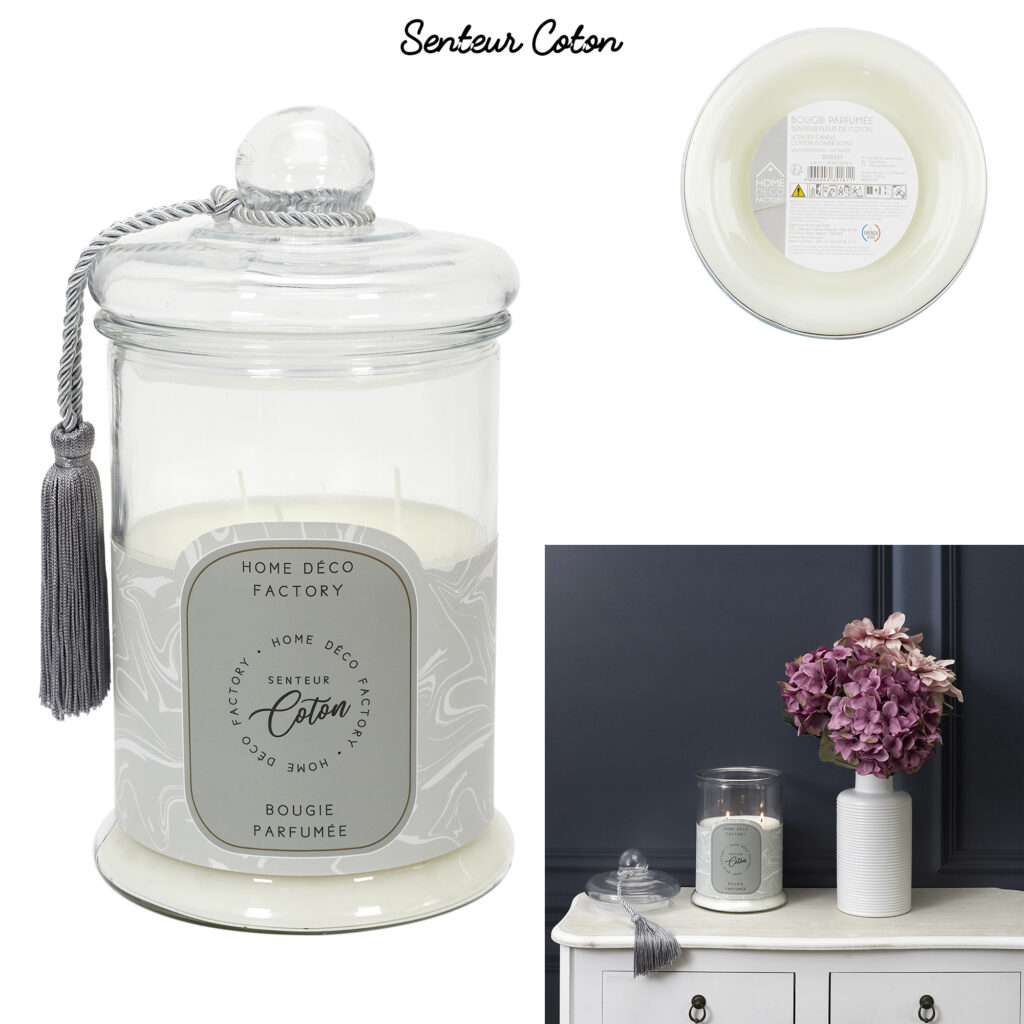 BOUGIE PARFUMÉE COTON (Bonbonnière - H 29 cm)