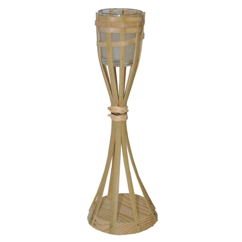 BOUGEOIR EN BAMBOU (Taille 30 cm avec bougie)