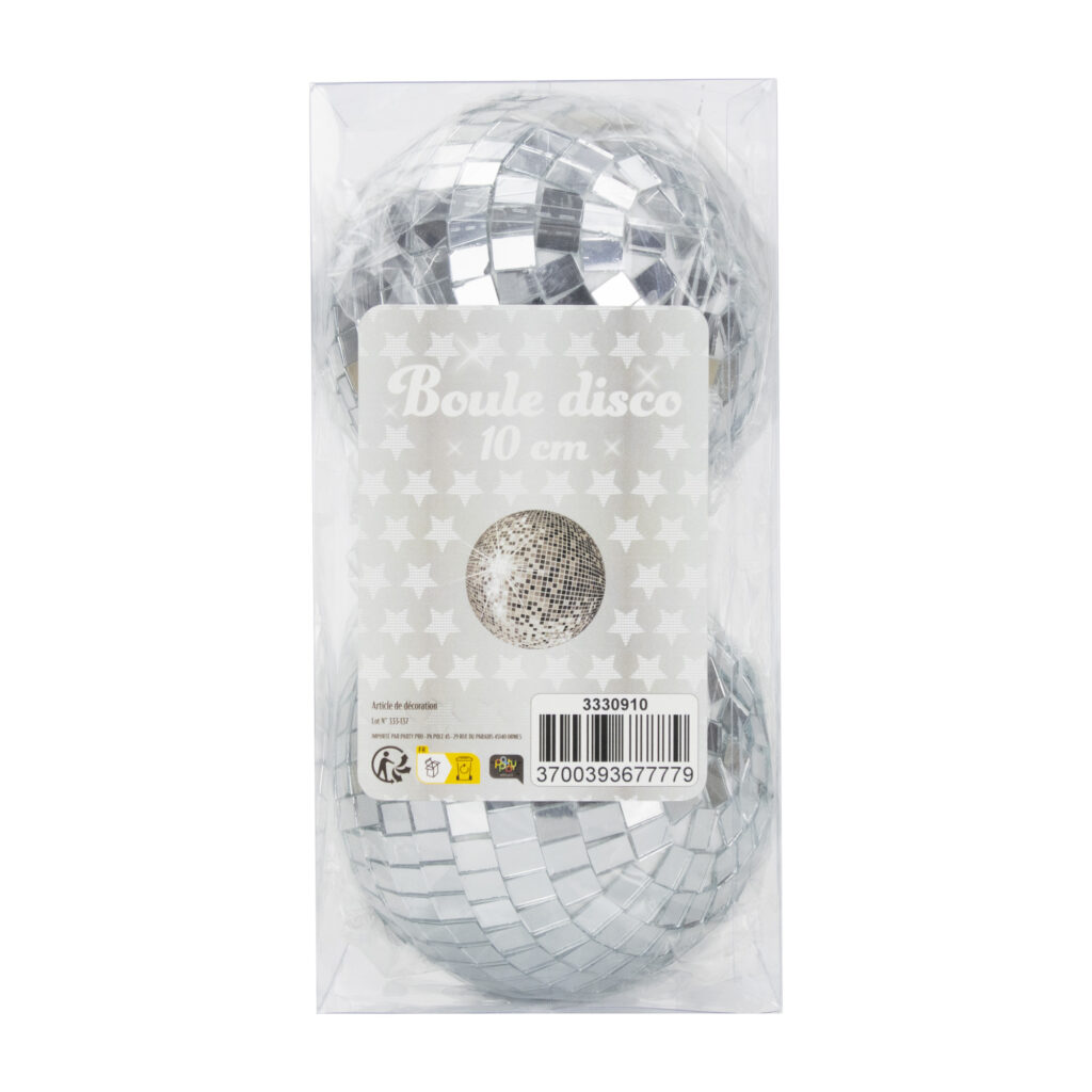 DUO BOULES A FACETTES (Boules disco 10 cm)