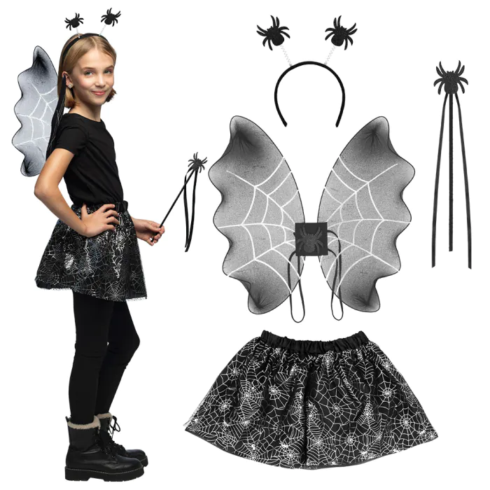 SET ARAIGNÉE POUR ENFANT (Serre tête, tutu, ailes et baguette) Taille enfant unique