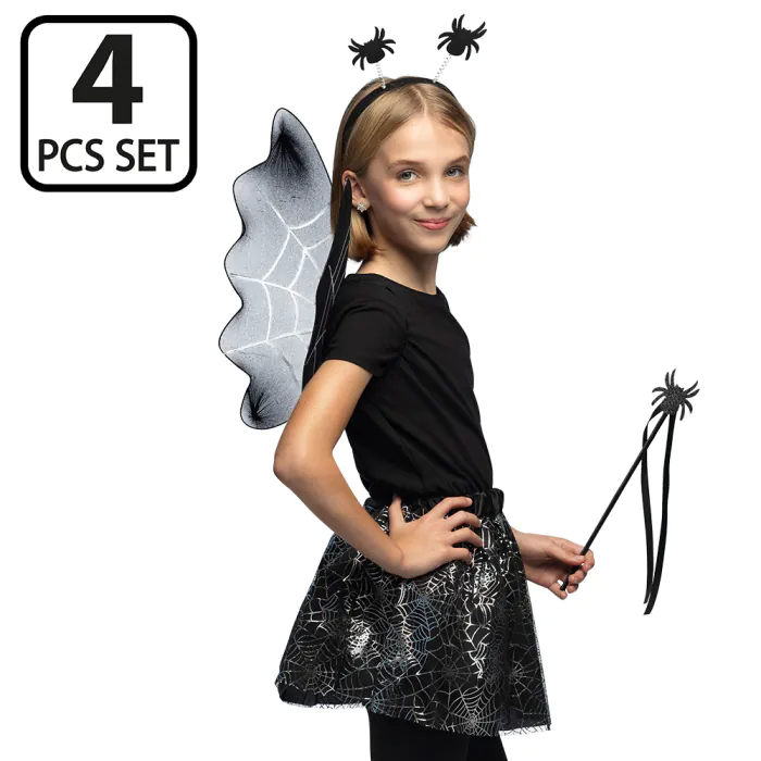 SET ARAIGNÉE POUR ENFANT (Serre tête, tutu, ailes et baguette) Taille enfant unique