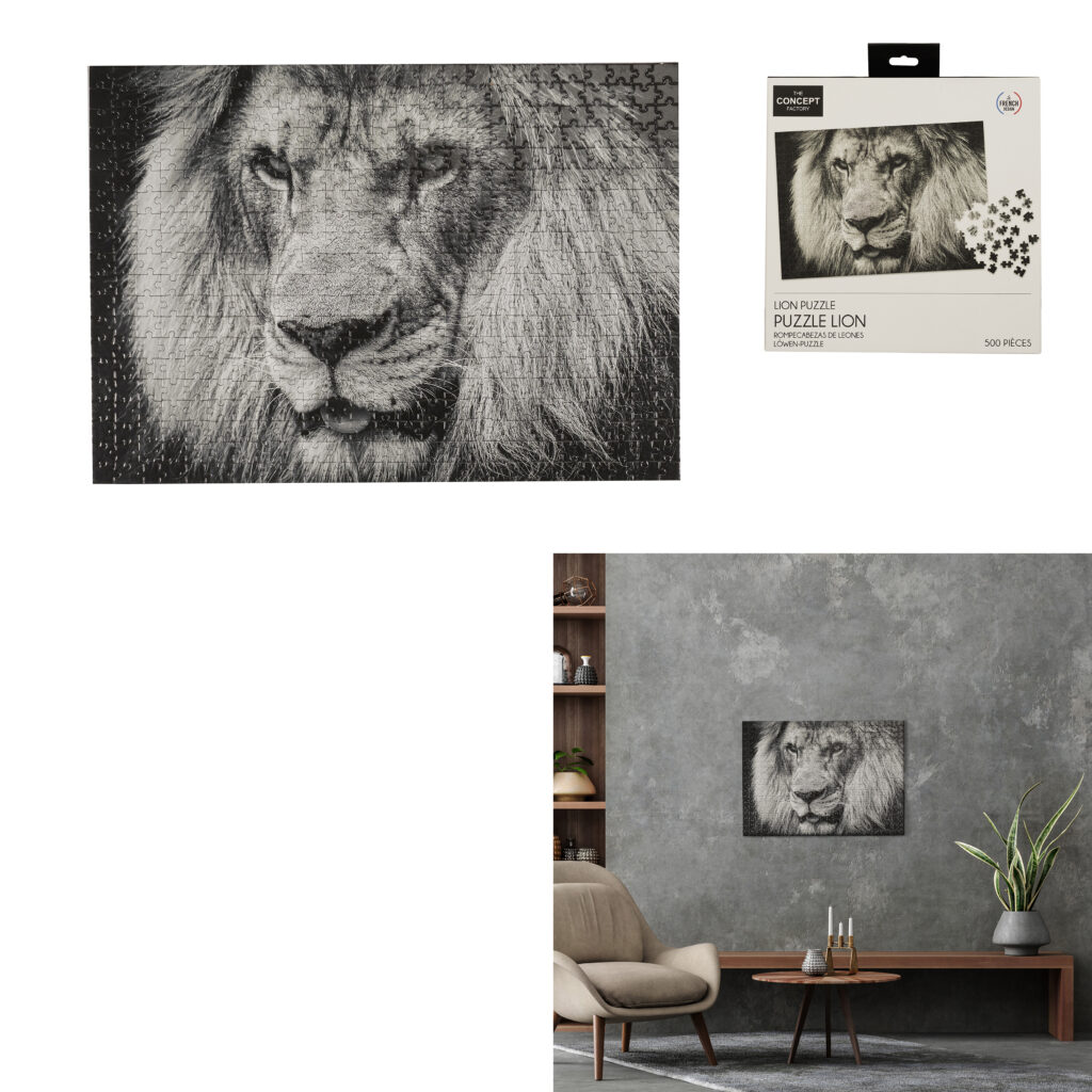 PUZZLE PORTRAIT DE LION (Pack 12 puzzles 500 pièces)