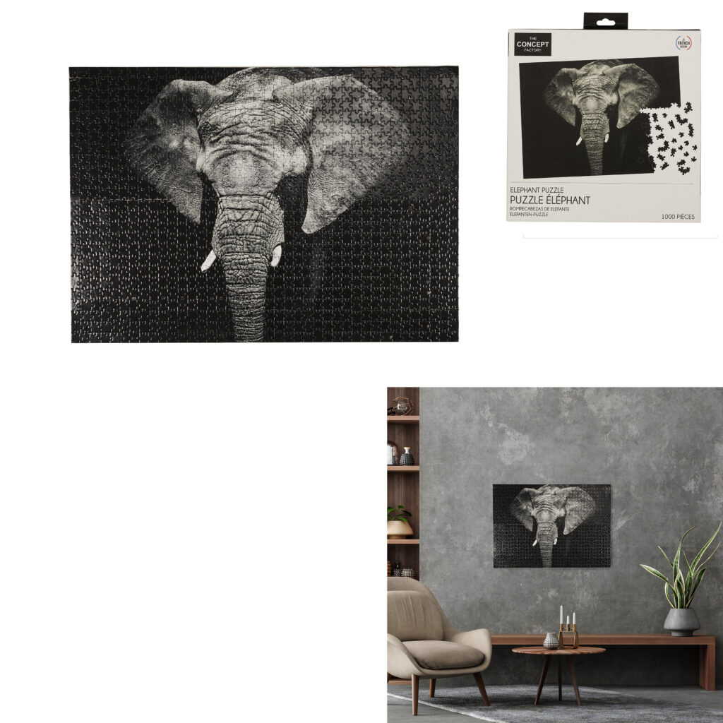 PUZZLE PORTRAIT ÉLEPHANT (12 puzzles 1000 pièces)
