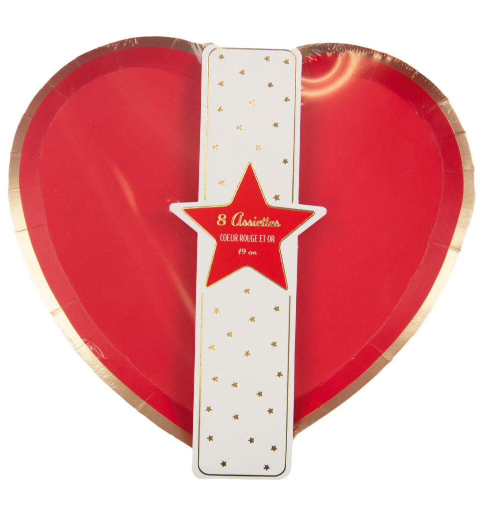 ASSIETTES COEUR ROUGE (Pack 8 assiettes 19 cm)