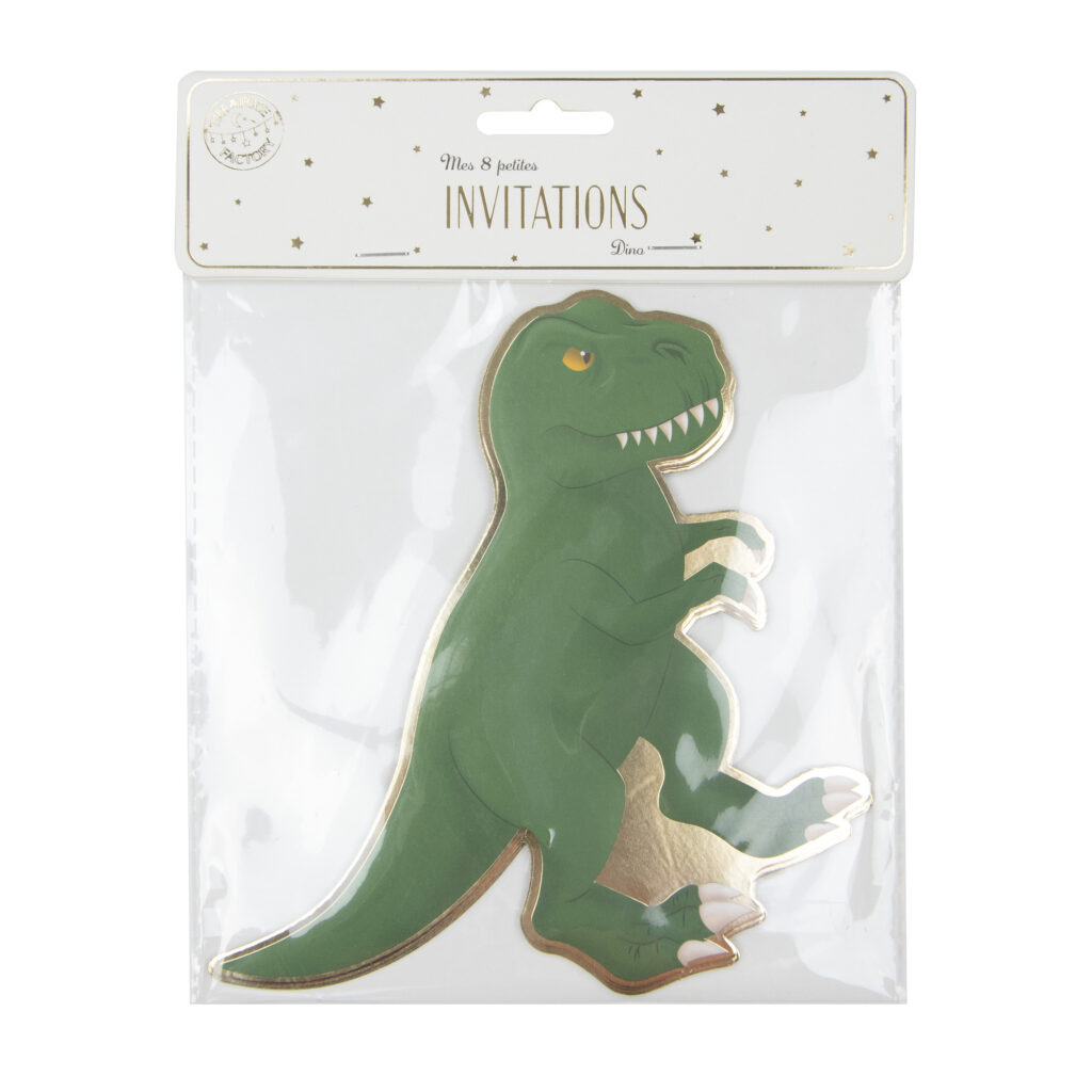 INVITATION DINOSAURE (Pack 8 cartes d'invitation)
