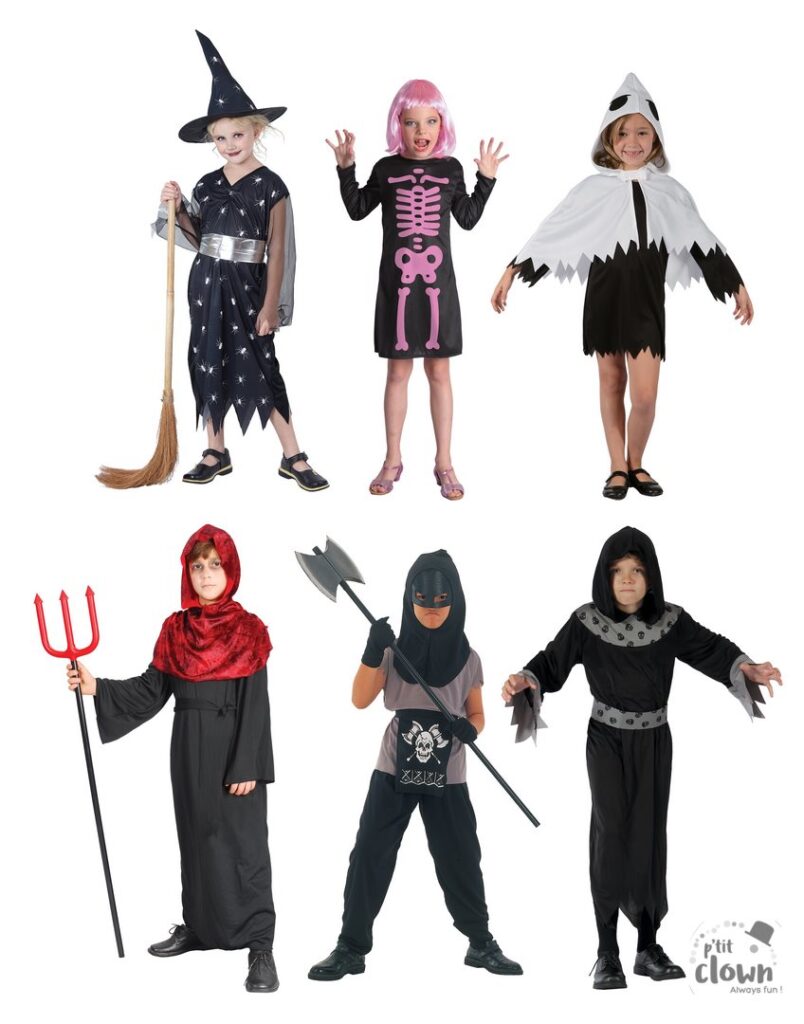 PACK HALLOWEEN ENFANTS (Pack de 36 déguisements) Filles/Garçons de 5 à 12 ans
