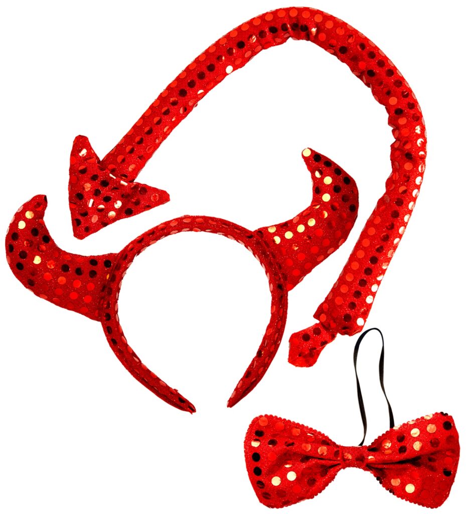 KIT DU DIABLE 3 PIÈCES (Cornes, queue, noeud)