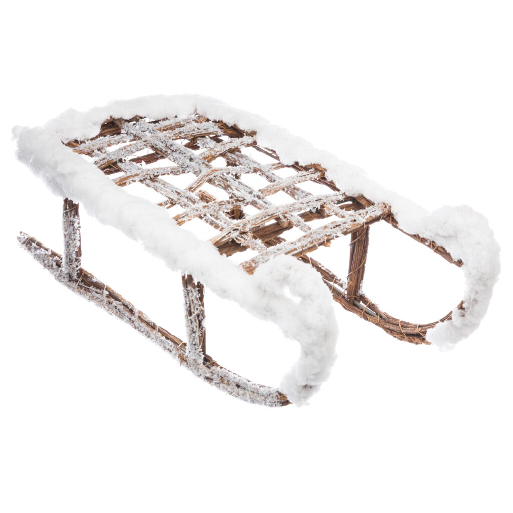 LUGE ENNEIGÉE EN BOIS (Longueur 37.5 cm) Décoration de Noel