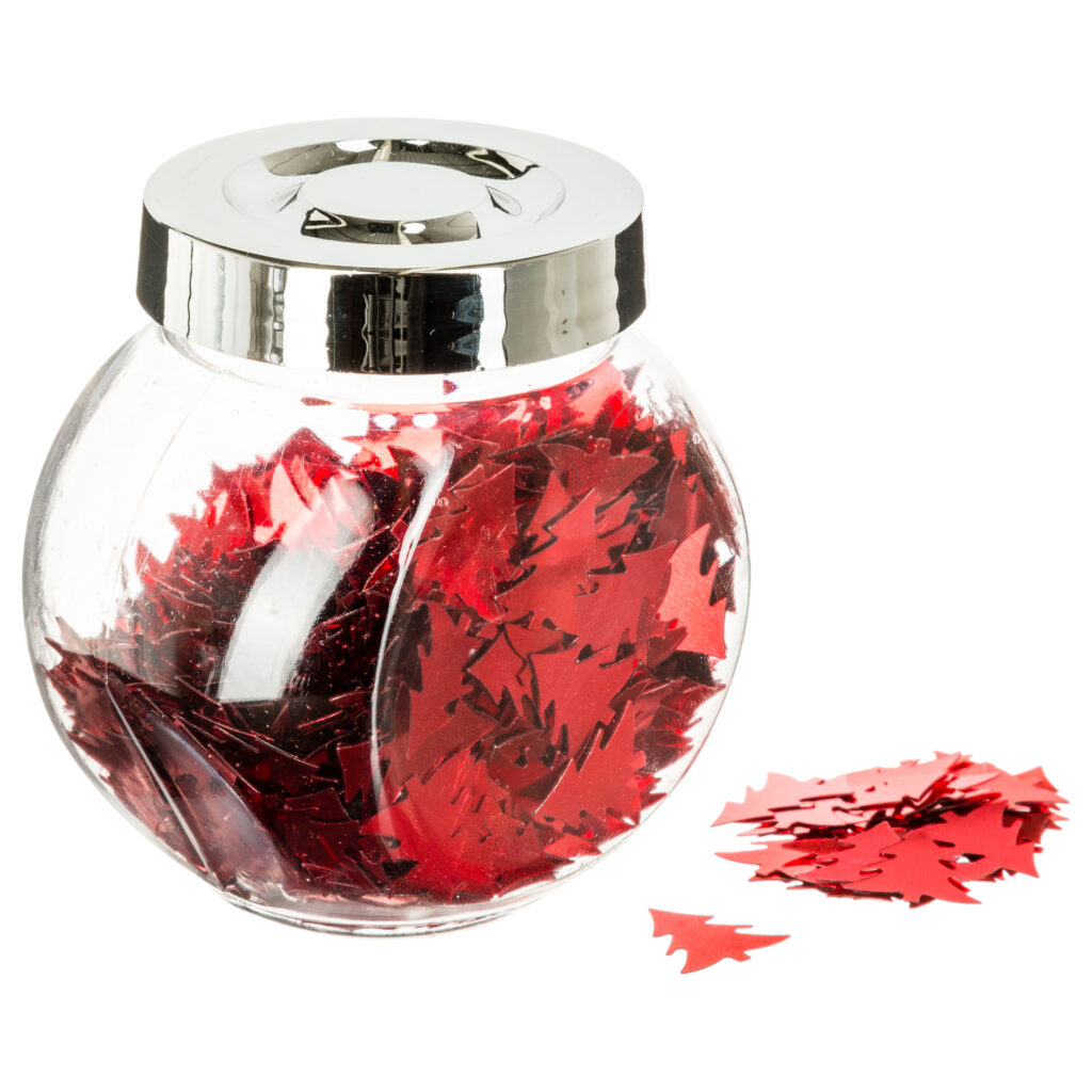 BOCAL CONFETTIS DE TABLE (3 modèles couleur rouge)