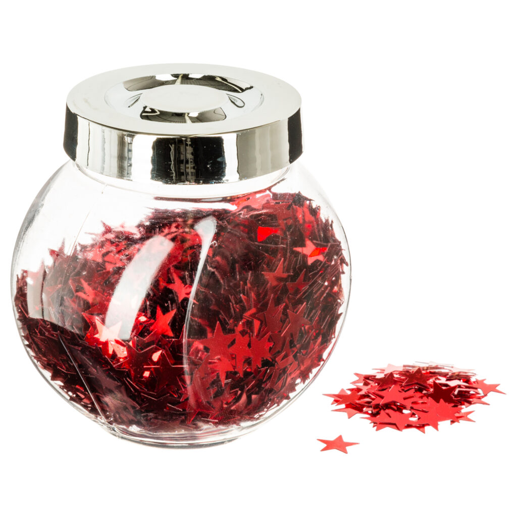 BOCAL CONFETTIS DE TABLE (3 modèles couleur rouge)