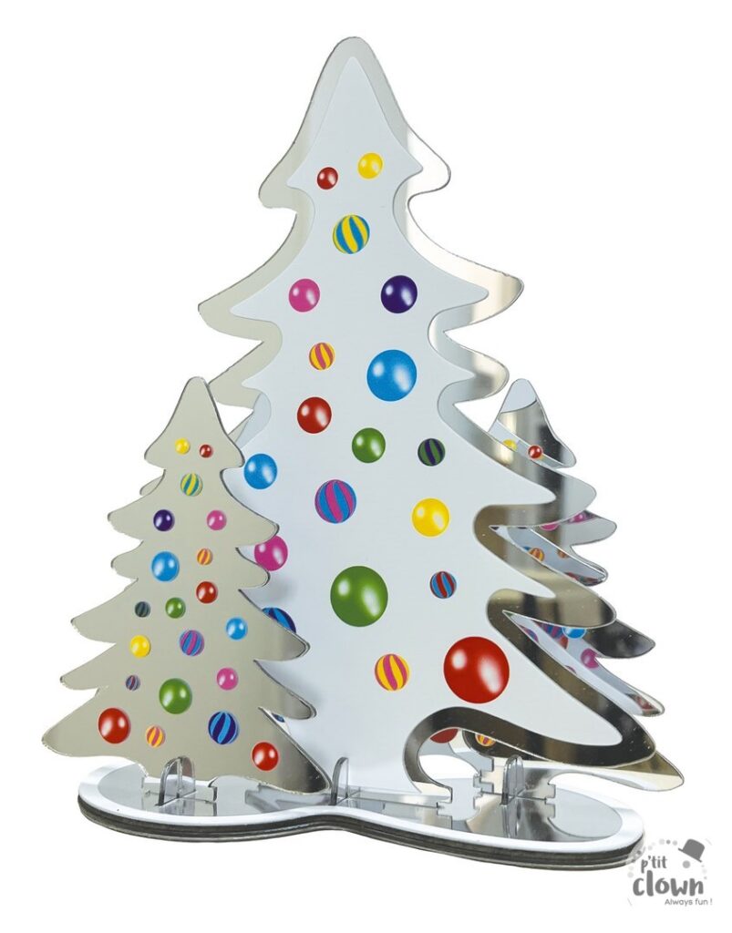 CENTRE DE TABLE DE NOEL (Sapins de noël déco 20 cm) Multi couleurs - Effet miroir