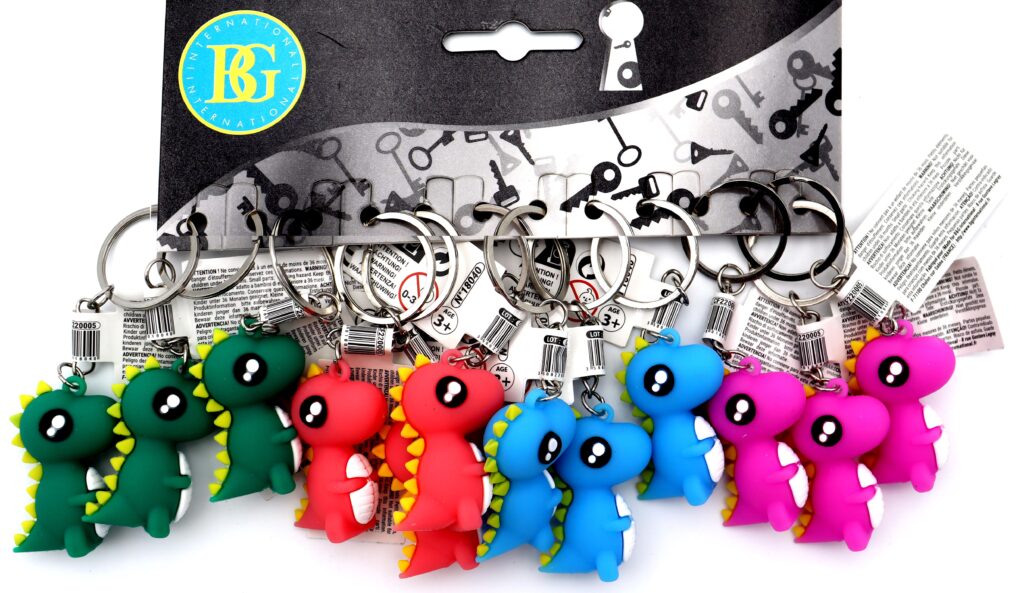 PORTE CLÉ DINOSAURE FUN (Pack 12 pièces - 4 coloris)