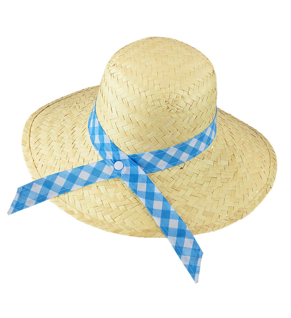 CHAPEAU PAILLE FEMME (avec nœud à carreaux)