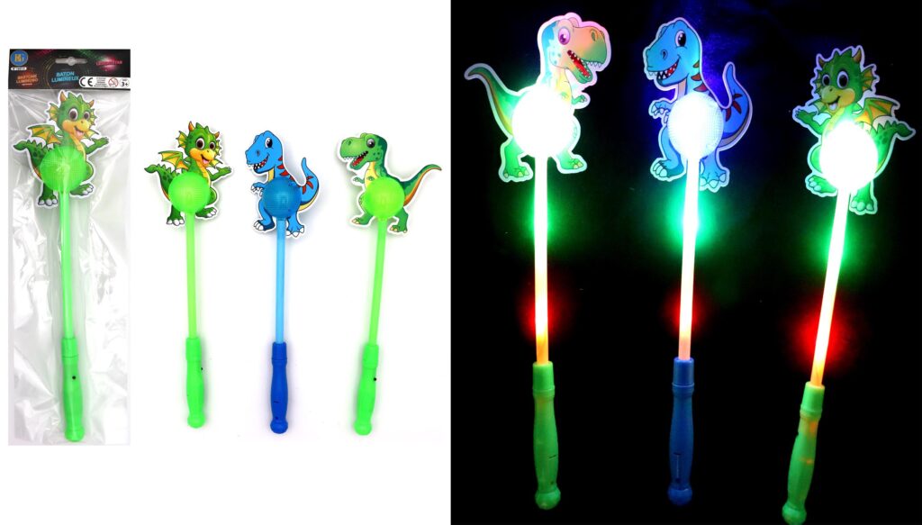 BATON LUMINEUX DINO (Taille 38 cm - 2 coloris)