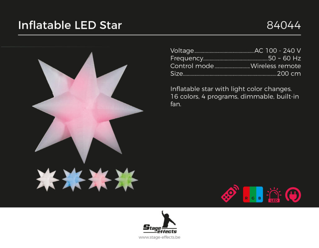 ÉTOILE GONFLABLE A LED (Etoile lumineuse 200 cm) Changement de couleurs