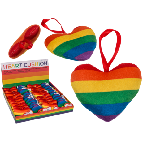 COEUR AVEC ARC EN CIEL (Cœur en peluche 10 cm) Présentoir 48 pièces | CED