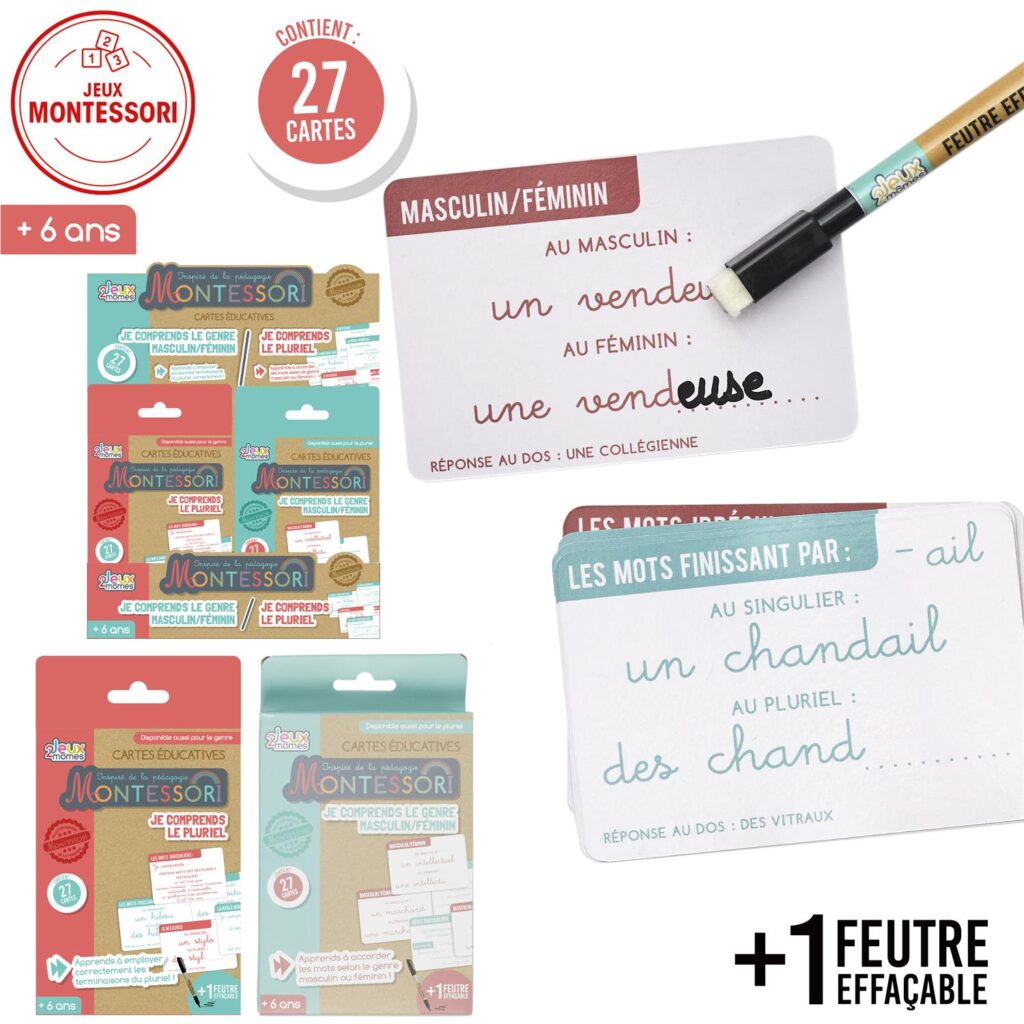 JEU DE CARTES MONTESSORI (Je comprends la grammaire) Jeu éducatif + 6 ans