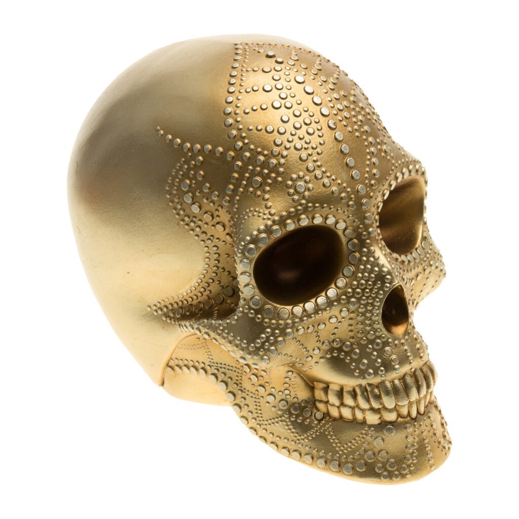 TÊTE DE MORT DORÉE (Dimension 13 x 16 x 19 cm) Pack promo - 6 pièces