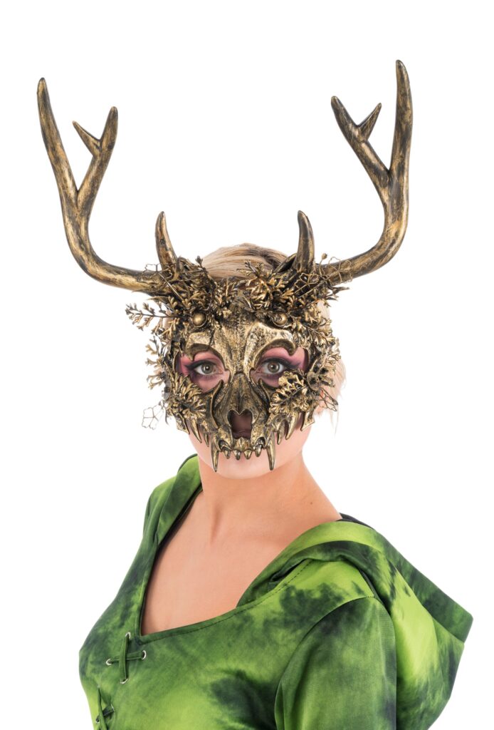 MASQUE DE CERF DORÉ (Visage squelette)